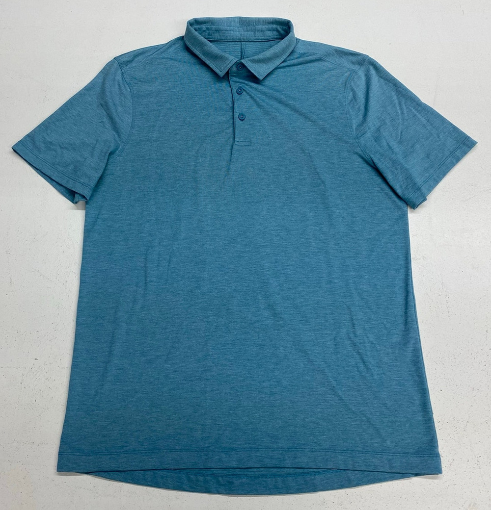 Men Lululemon Evolution Short Sleeve solid gray performance polo shirt, XL